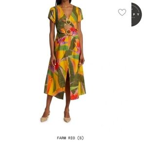 Farm Rio Yellow Garden Midi Dress (S)